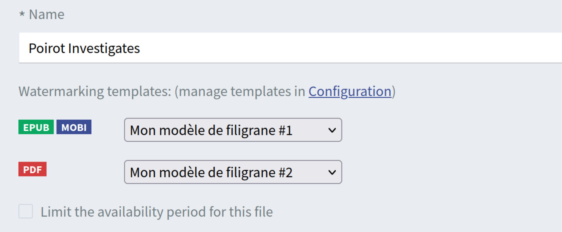 Assigning a custom template to one of the master files