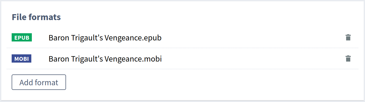 Slightly adjusted file/format management UI
